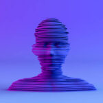 3D rendering Layered, Sliced Shape Cyborg, Artificial Intelligence, Machine learning Concept.